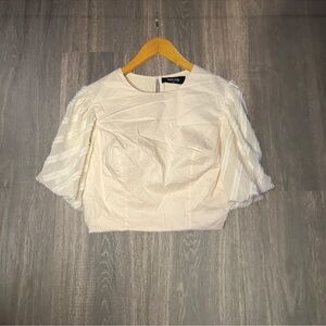 Fab’rik Cream‎ Puff Sleeve Cropped Blouse Romantic Top